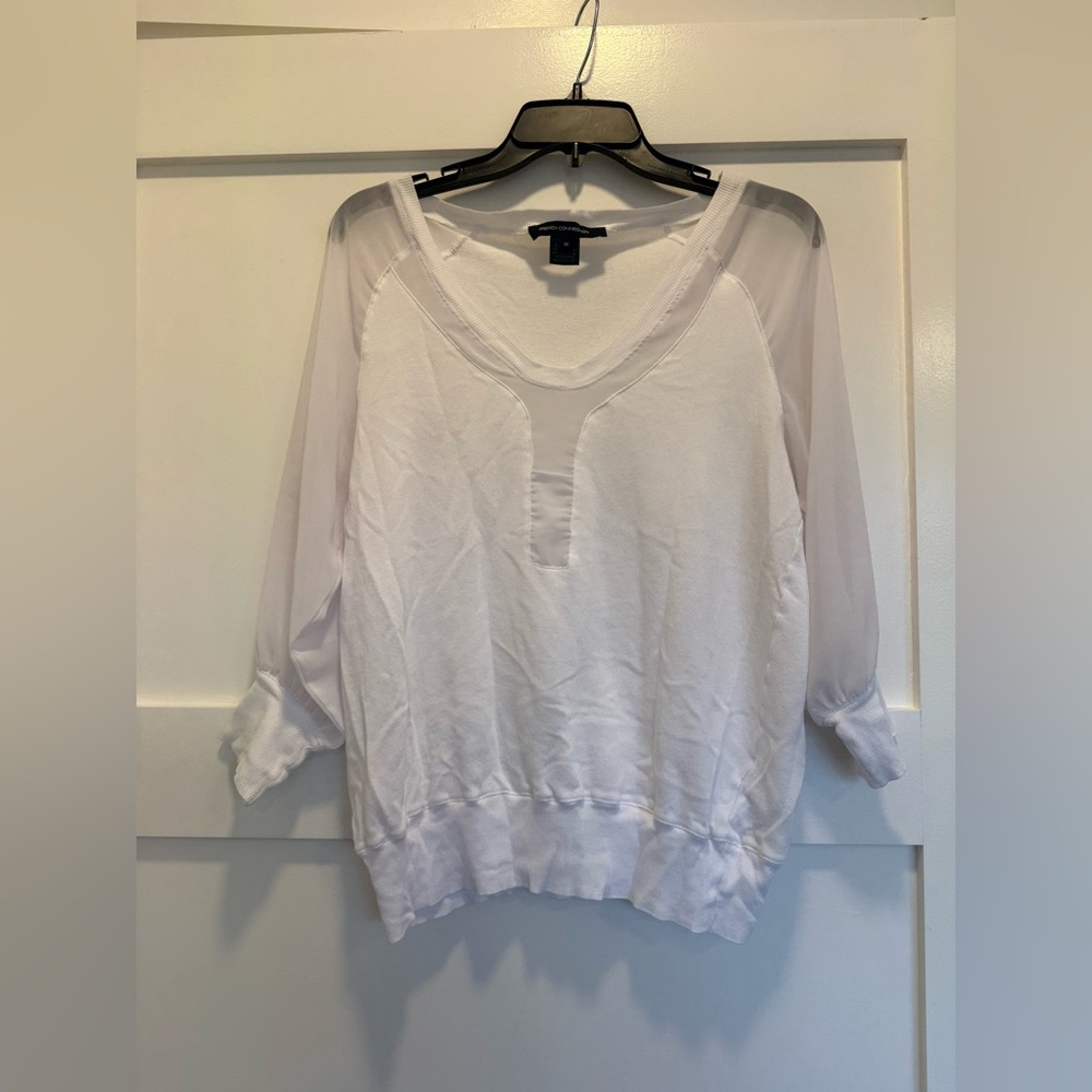 French Connection White Sheer Blouse